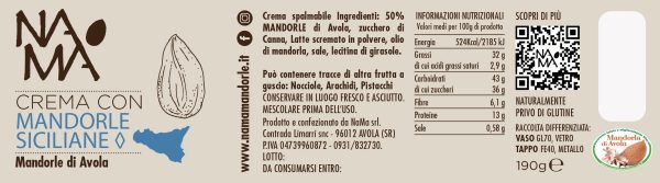 BASIC_mand_avola_190g Crema di Mandorle Siciliane Spalmabile